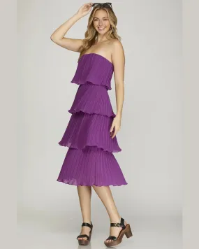 4 Layer Pleated Midi Dress