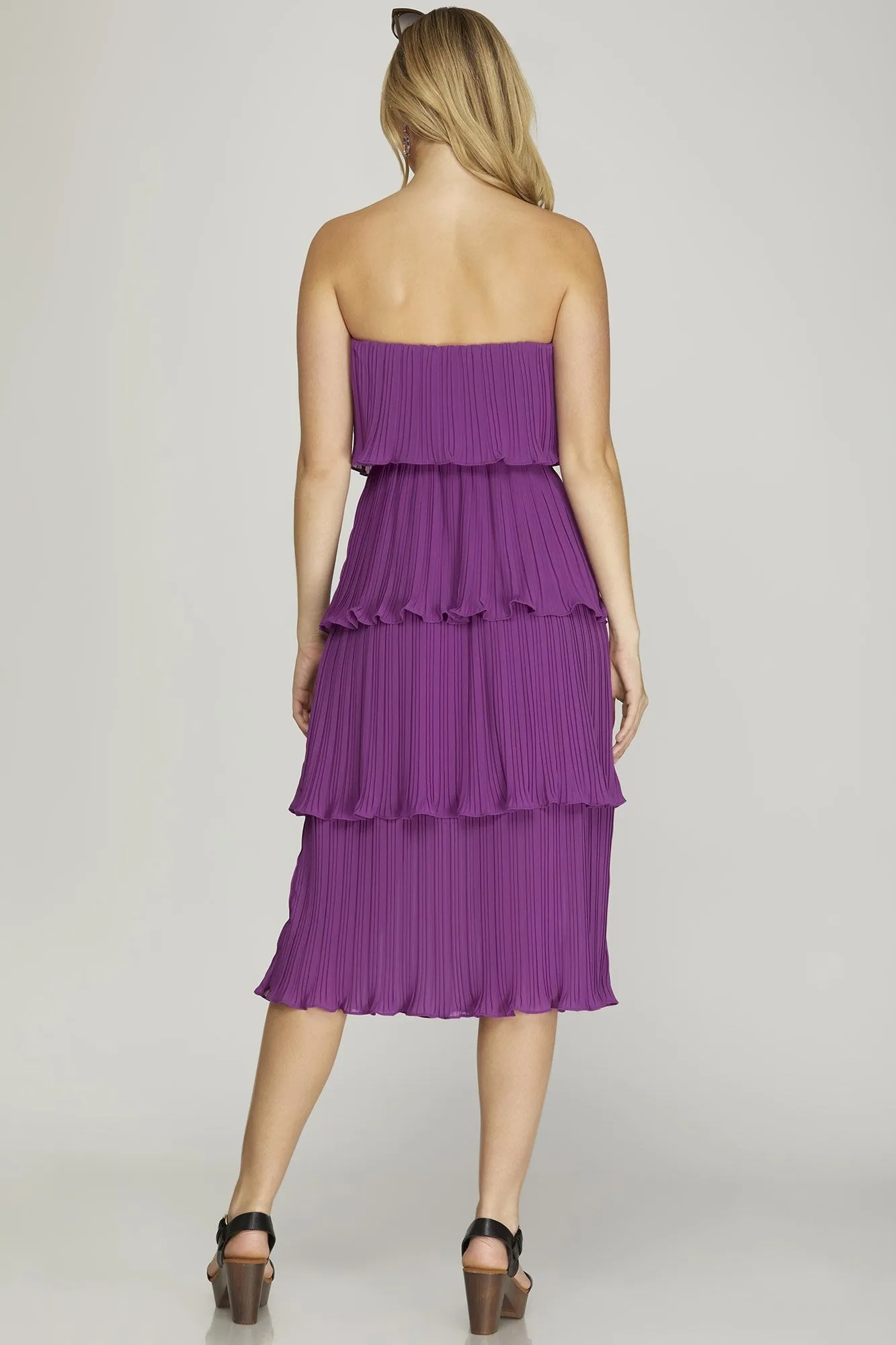 4 Layer Pleated Midi Dress