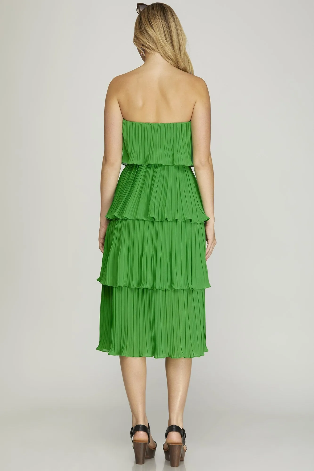 4 Layer Pleated Midi Dress