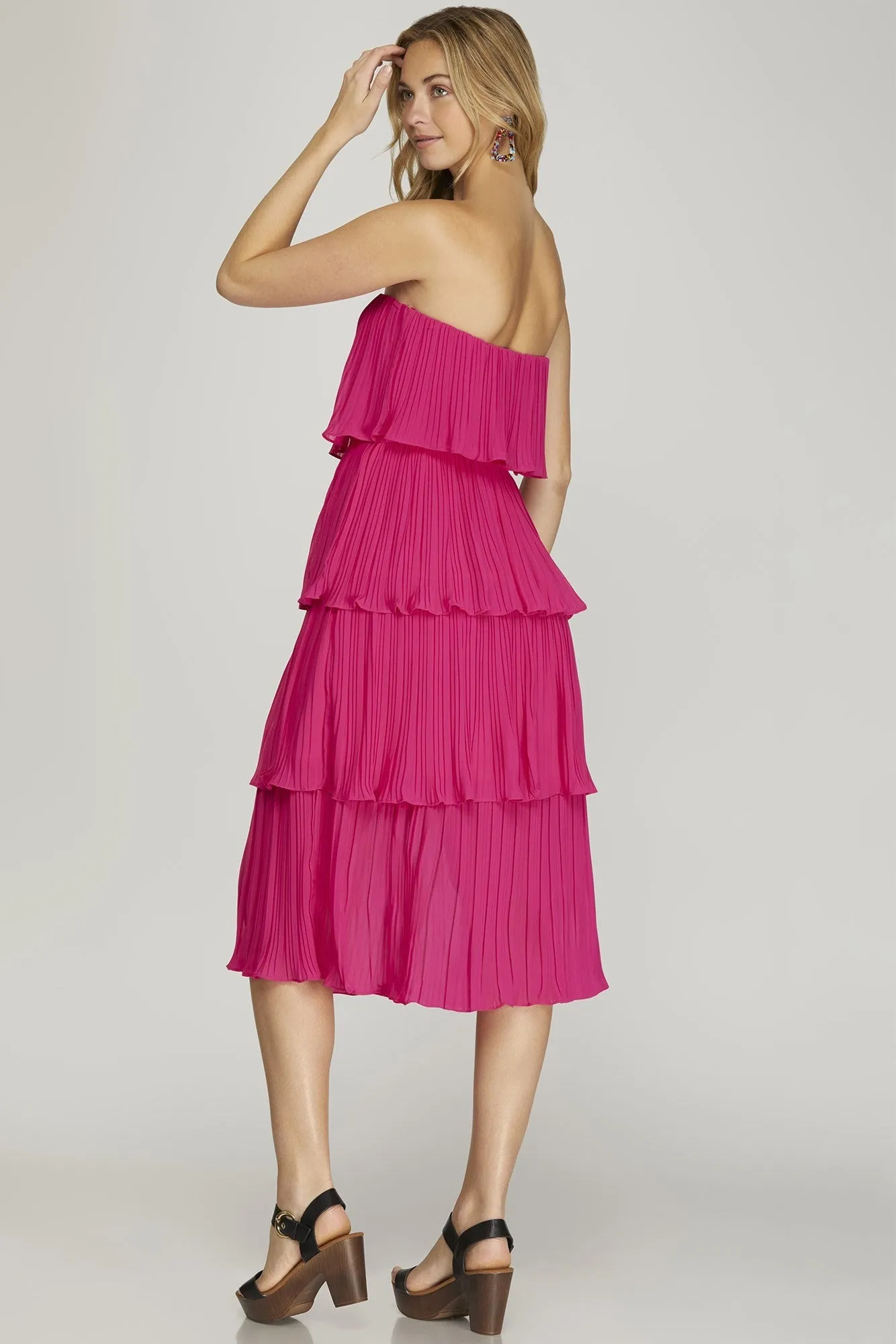 4 Layer Pleated Midi Dress