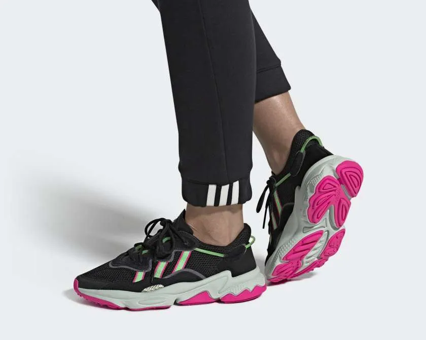 Adidas Women’s Ozweego Shoes (Black / Lime / Pink)