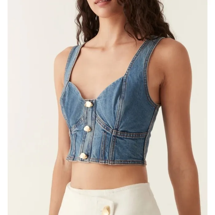 Aje denim sleeveless cotton top