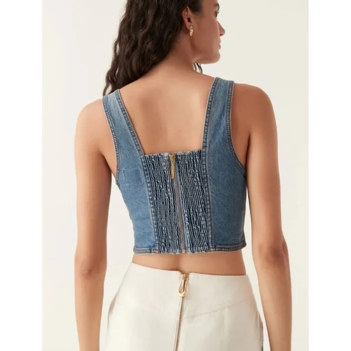 Aje denim sleeveless cotton top