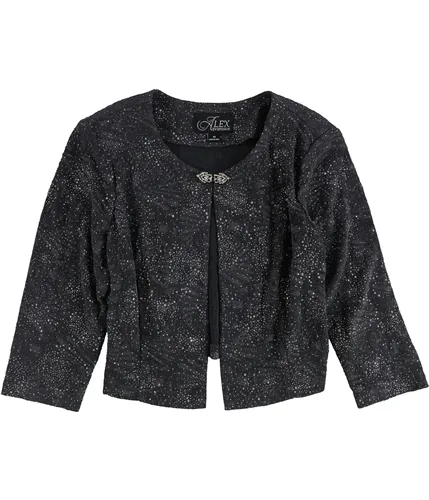 Alex Evenings Womens Jacquard Blazer Jacket