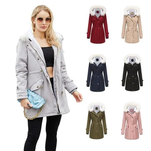 Autumn And Winter New Detachable Fur Collar Women's Pie Overcome Long Sleeve  Hooded Cotton-padded Coat Cotton-padded Coat W