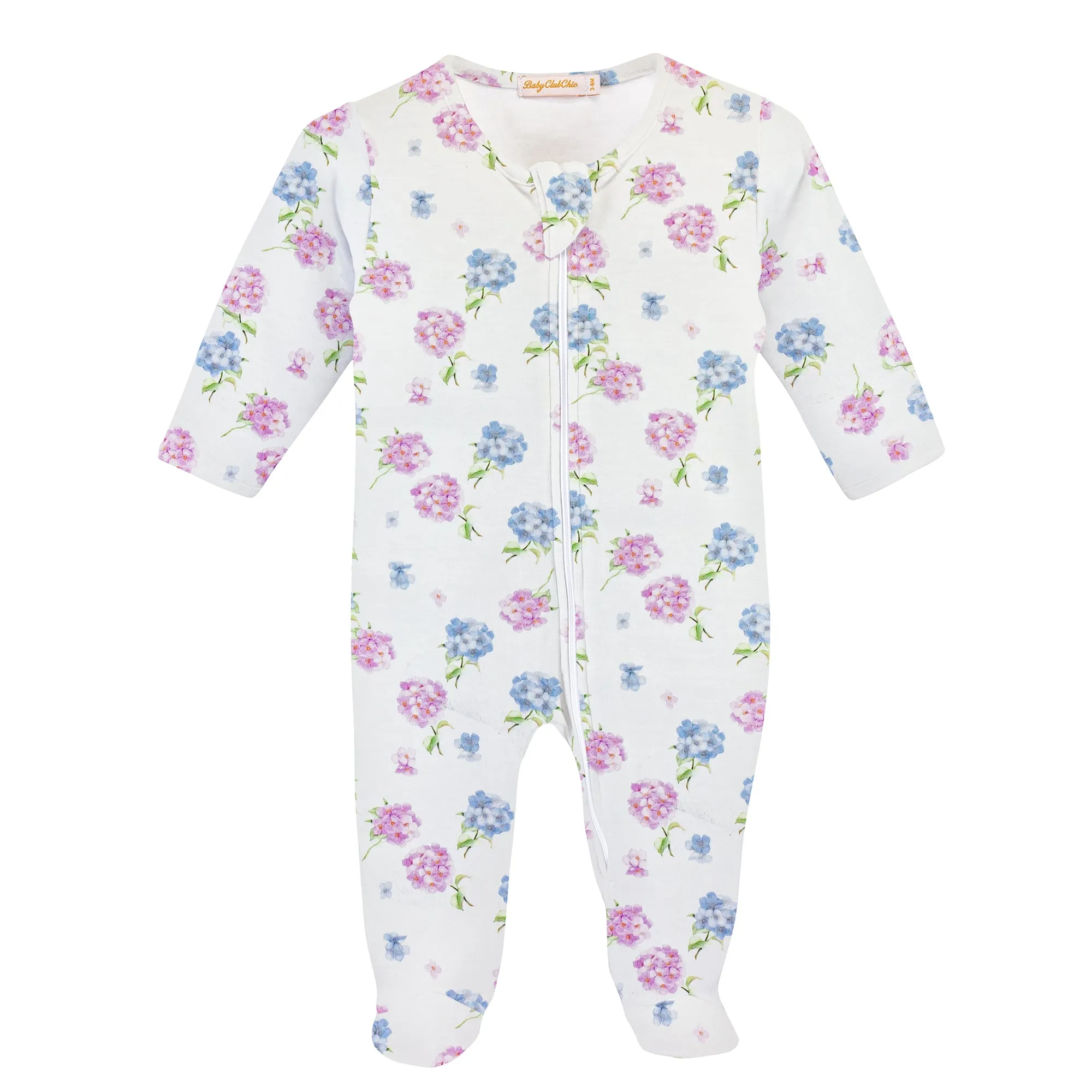 Baby Club Chic - Lilac Hydrangeas Zip Footie