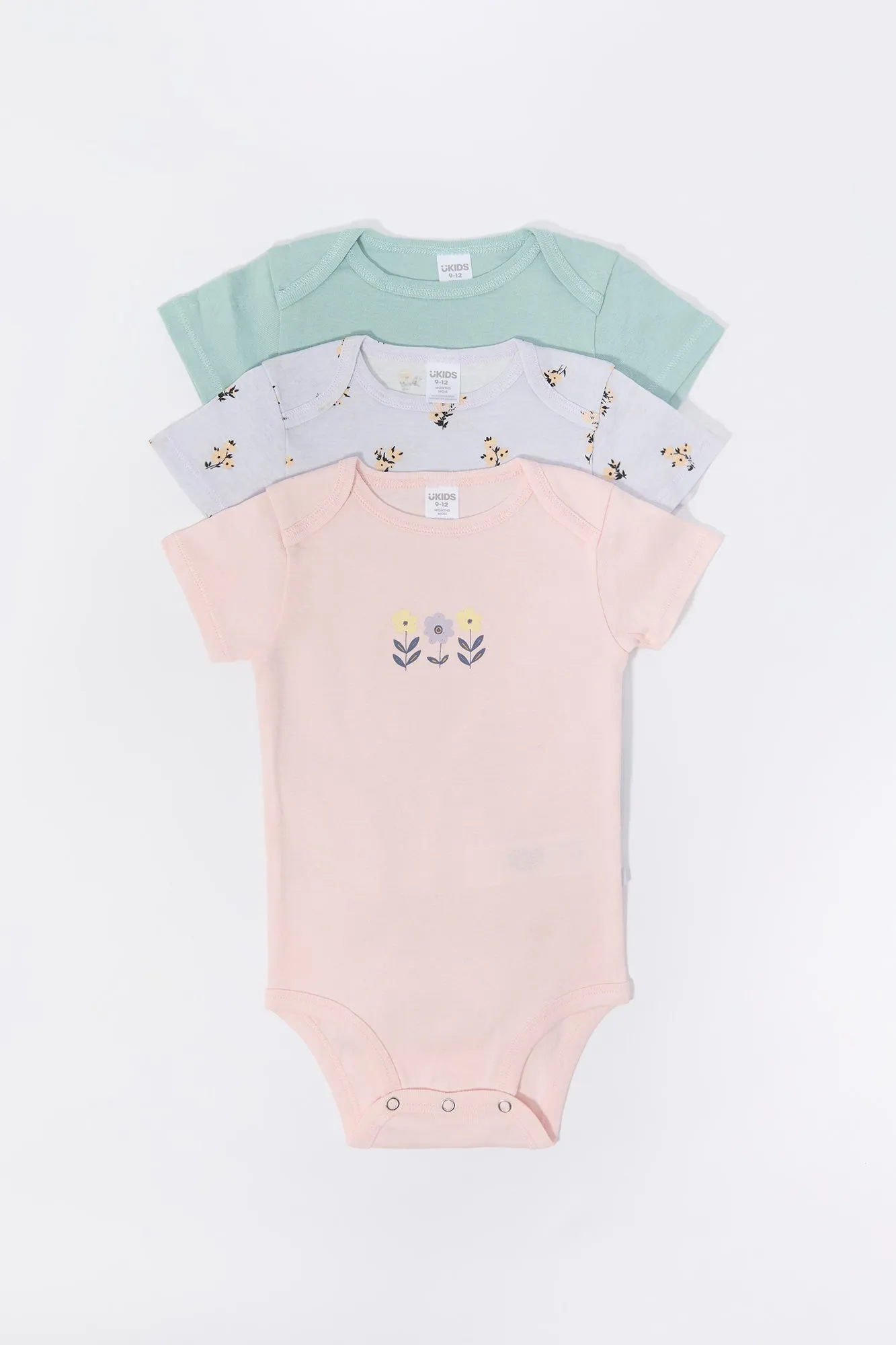 Baby Flower Graphic Bodysuit (3 Pack)