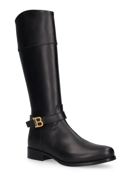 Balmain   Logo leather boots 