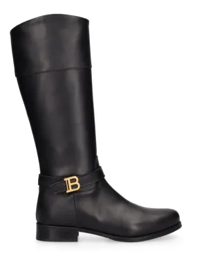 Balmain   Logo leather boots 