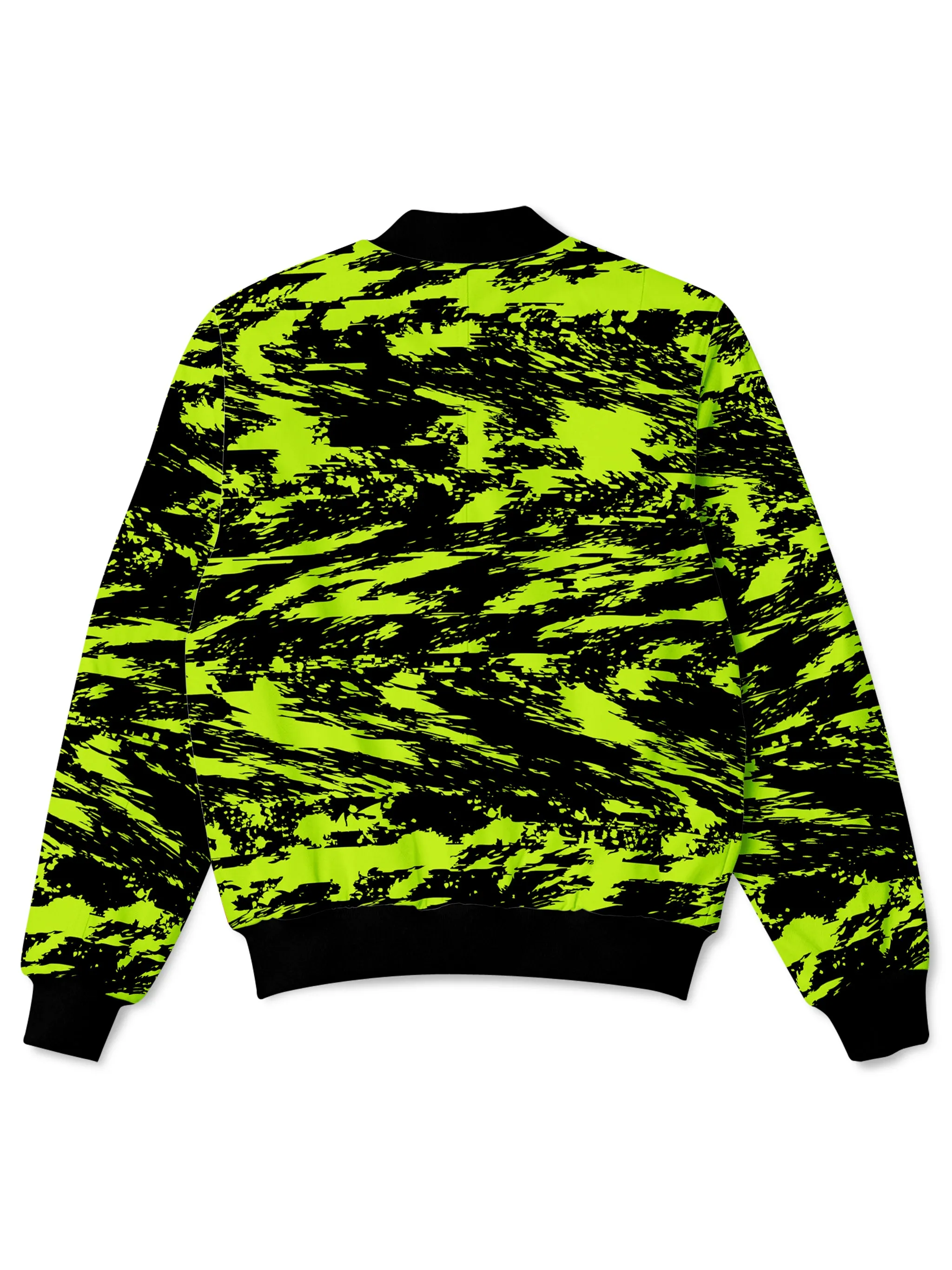 Black Lime Bolt Glitch Bomber Jacket