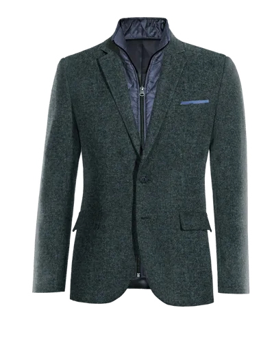  Blazer azul de donegal tweed slim fit