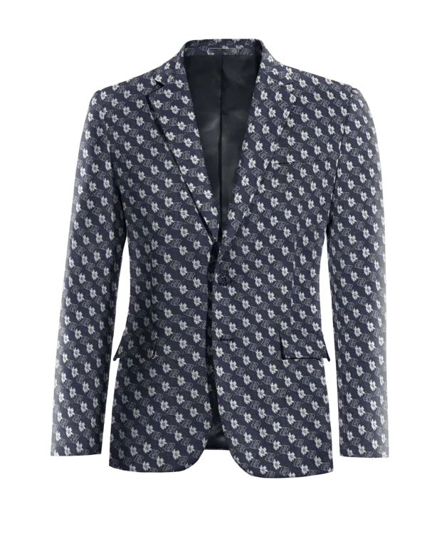  Blazer azul de jacquard floral edición limitada