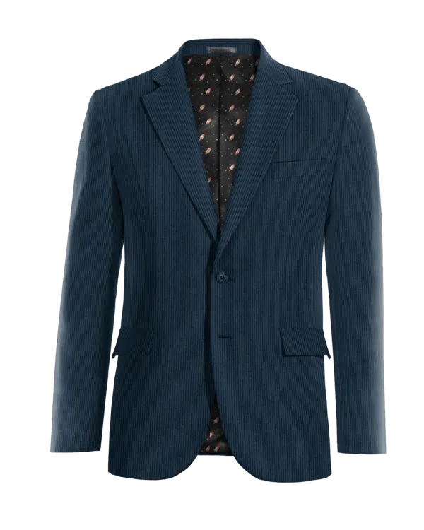  Blazer azul de pana solapa ancha esencial