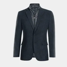  Blazer azul marino de donegal tweed slim fit