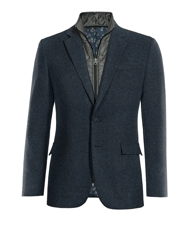  Blazer azul marino de donegal tweed slim fit