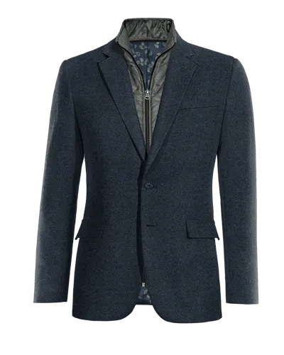  Blazer azul marino de donegal tweed slim fit