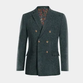  Blazer cruzada azul de donegal tweed