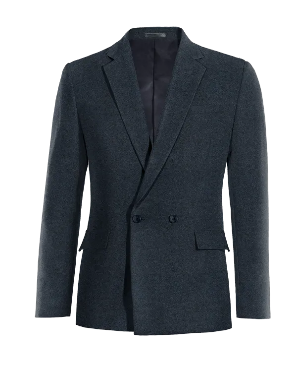  Blazer cruzada azul marino de donegal tweed