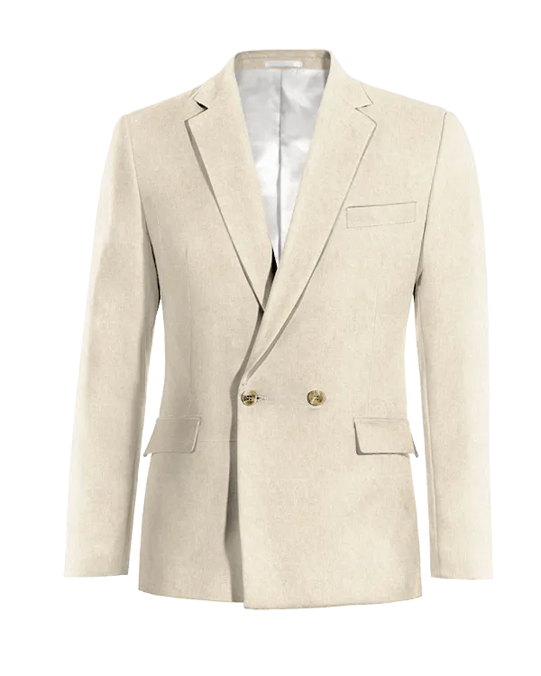  Blazer cruzada beige de lino esencial