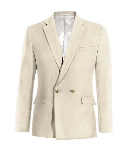  Blazer cruzada beige de lino esencial