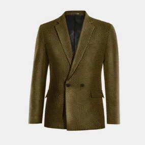  Blazer cruzada color oro de jacquard micropattern