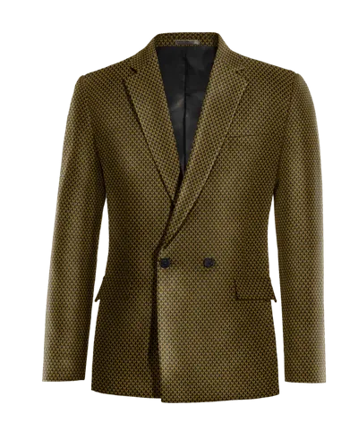  Blazer cruzada color oro de jacquard micropattern