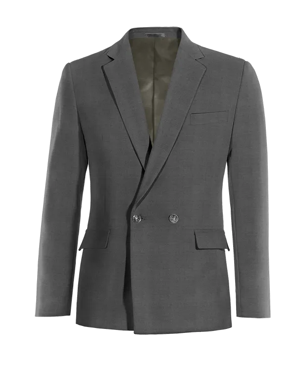  Blazer cruzada gris de Lana pura super 100s