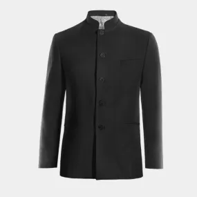  Blazer cuello mandarín negro Ónix de entretiempo