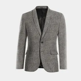  Blazer gris claro de donegal tweed solapa redonda