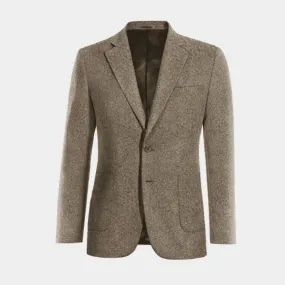  Blazer marrón claro de donegal tweed solapa ancha