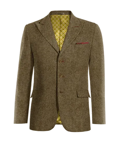  Blazer marrón de donegal tweed solapa en pico