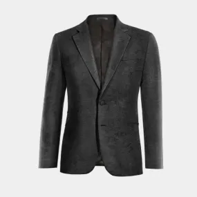  Blazer negro Ónix de terciopelo paisley solapa ancha