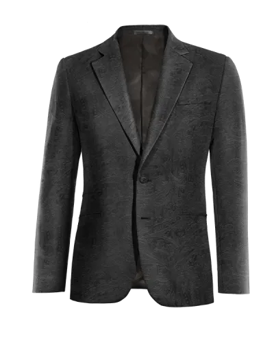  Blazer negro Ónix de terciopelo paisley solapa ancha