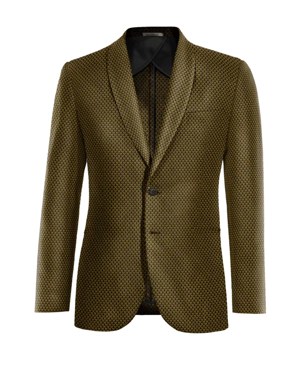  Blazer sin forro color oro de jacquard micropattern