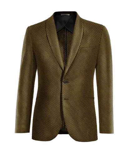  Blazer sin forro color oro de jacquard micropattern