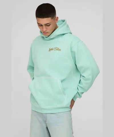 boohoo Mens Oversized Contrast Stitch Limited Edition Printed Hoodie