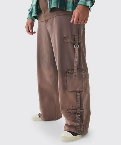 boohoo Mens Plus Ombre Effect Relaxed Fit Cargo Pants