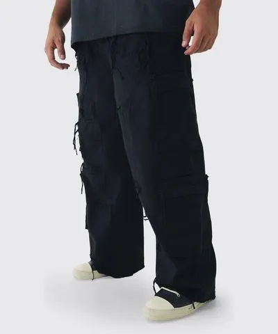 boohoo Mens Plus Relaxed Fit Distressed Cargo Pants