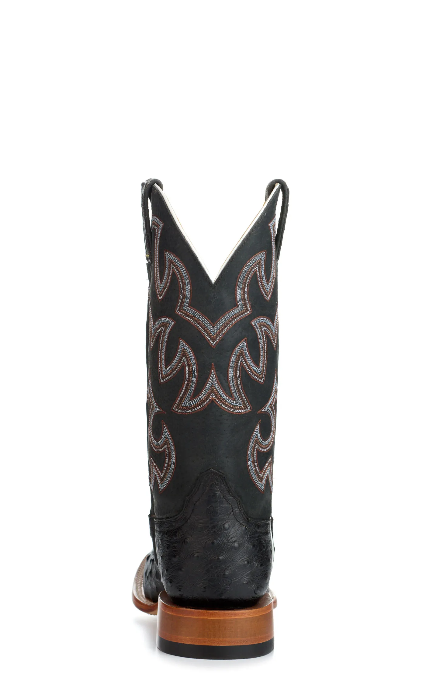 Cavender's Men's Endurance Black with Black Ostrich Print Foot Hybrid Wide Square Toe Cowboy Boots