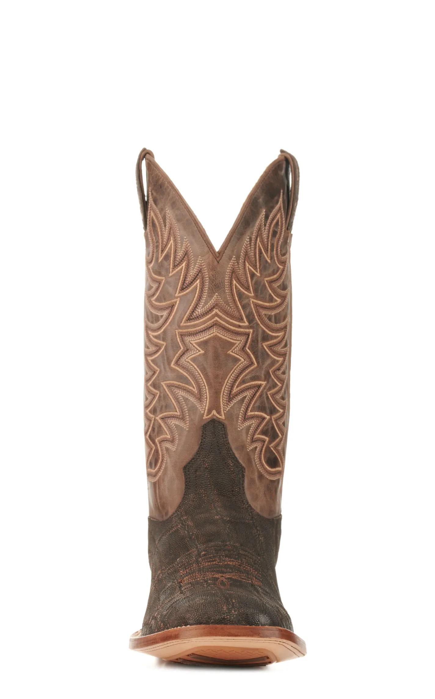 Cavender's Men's Endurance Chocolate and Dark Brown Elephant Wide Square Toe Exotic Cowboy Boots