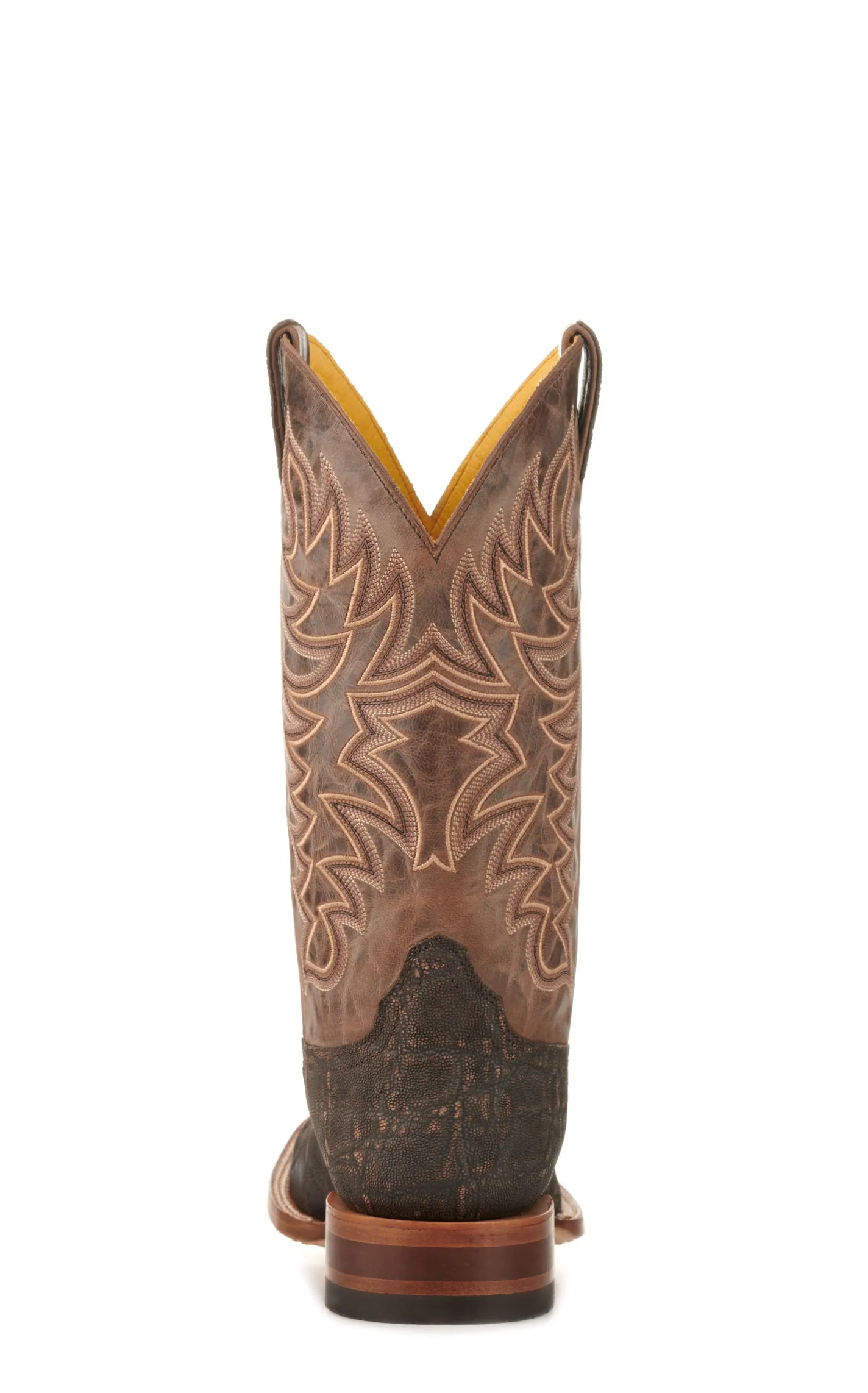 Cavender's Men's Endurance Chocolate and Dark Brown Elephant Wide Square Toe Exotic Cowboy Boots