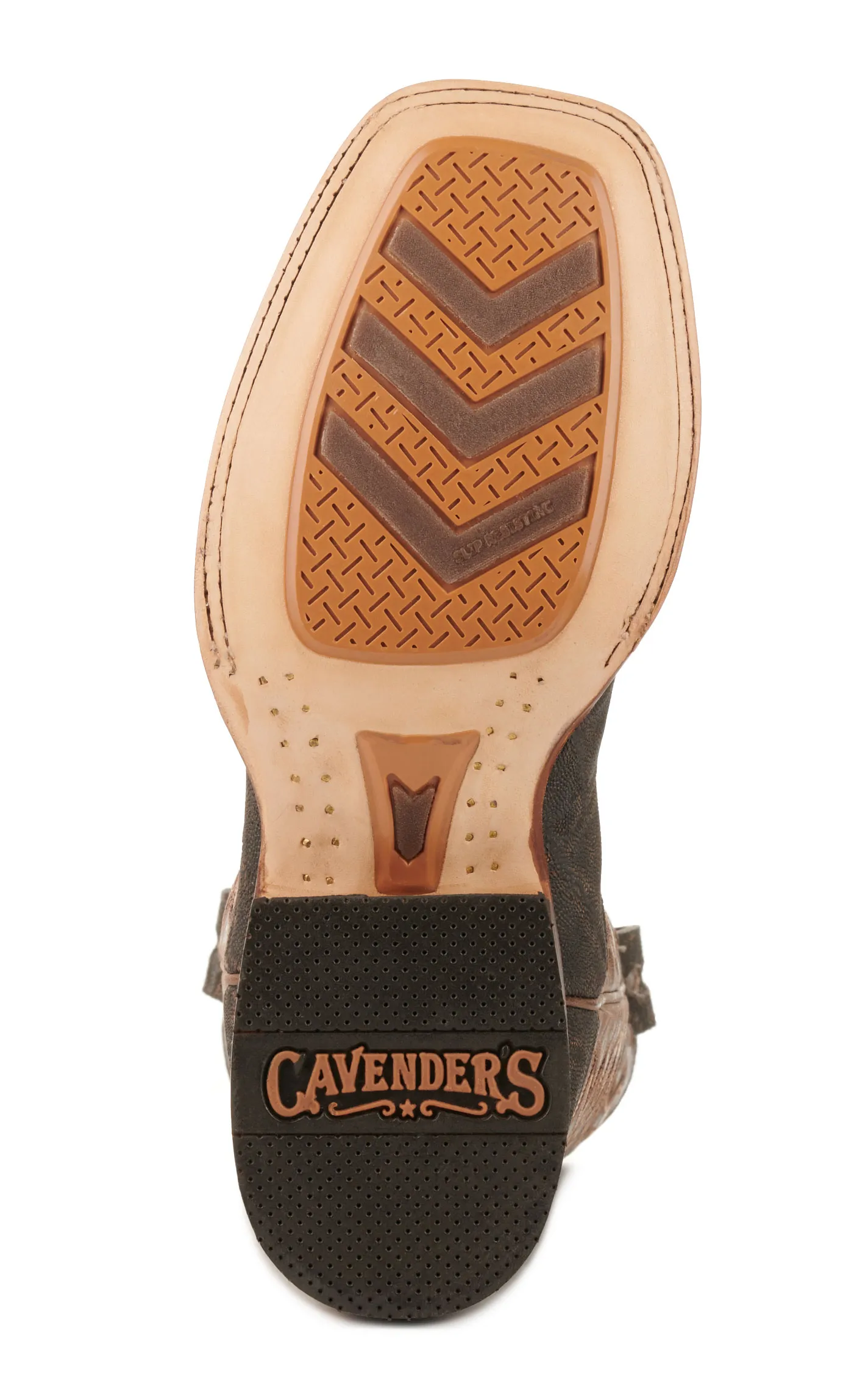 Cavender's Men's Endurance Chocolate and Dark Brown Elephant Wide Square Toe Exotic Cowboy Boots