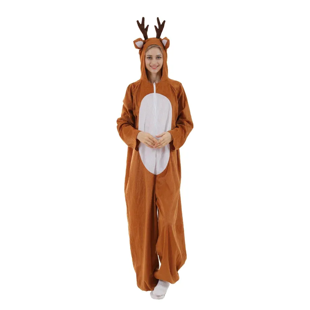 Child Christmas Unisex Adult Reindeer Costume Family Elk Cosplay Outfits Couple Animal Pajamas Carnival Party Suit