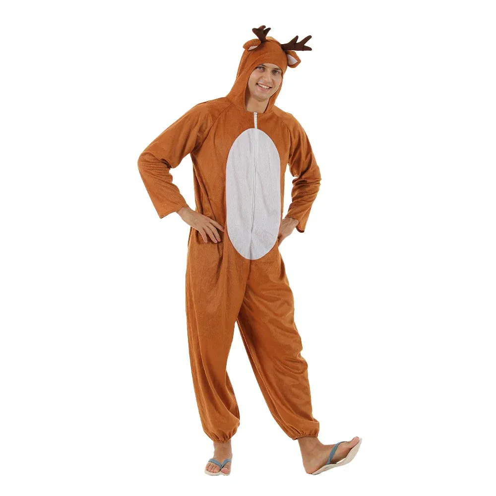 Child Christmas Unisex Adult Reindeer Costume Family Elk Cosplay Outfits Couple Animal Pajamas Carnival Party Suit