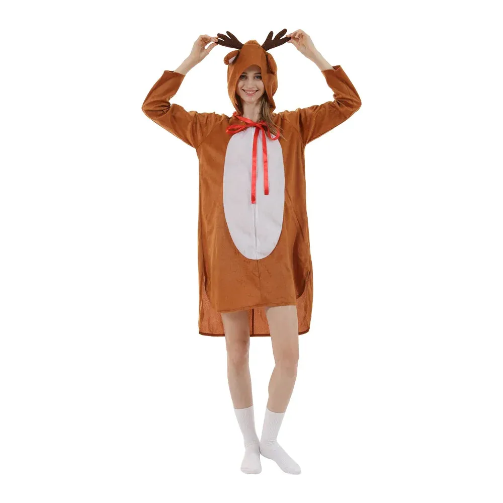 Child Christmas Unisex Adult Reindeer Costume Family Elk Cosplay Outfits Couple Animal Pajamas Carnival Party Suit