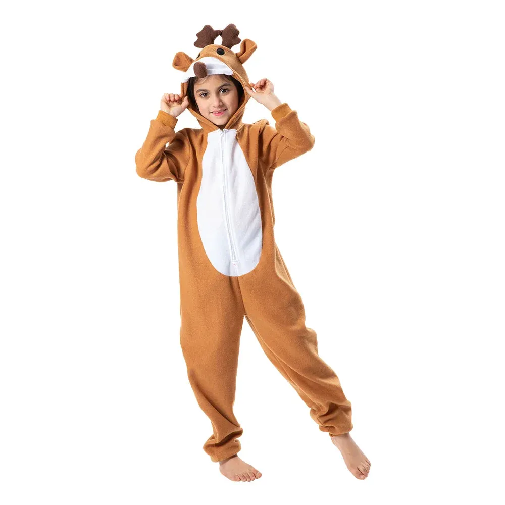 Child Christmas Unisex Adult Reindeer Costume Family Elk Cosplay Outfits Couple Animal Pajamas Carnival Party Suit