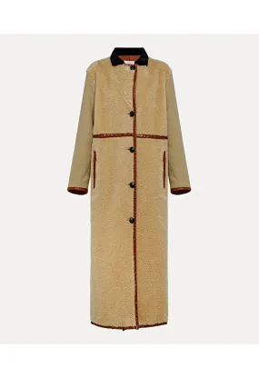 coat in wool cloth and eco-shearling