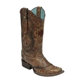 Cognac Ethnic Pattern Boot