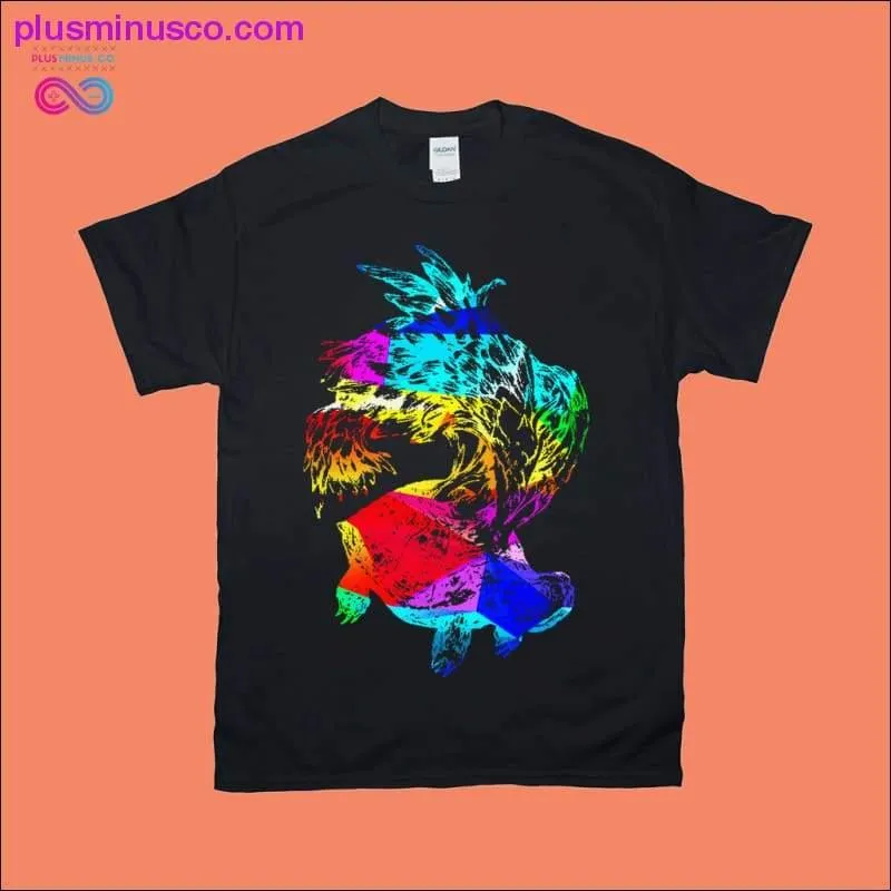 Colorful Turtle Abstract Art T-Shirts - Turtle T-Shirts with Abstract and Vibrant Designs.