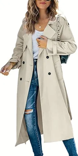 Commute Solid Color Single Breasted Coat Trench Coat